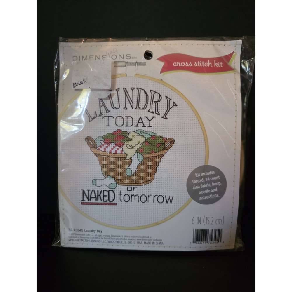 Dimensions Counted Cross Stitch Kit w/hoop - Laundry Day (New)